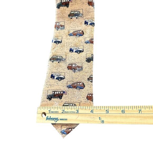 Tango by Max Raab Tie One Size Tan 100% Silk Americana Series Woodies 1928-1961 - Picture 7 of 8